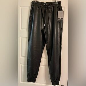 Bagatelle Women’s Black Faux Leather Joggers